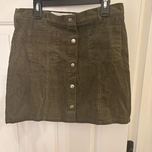 Girl Olive Green Corduroy Button-Front Skirt